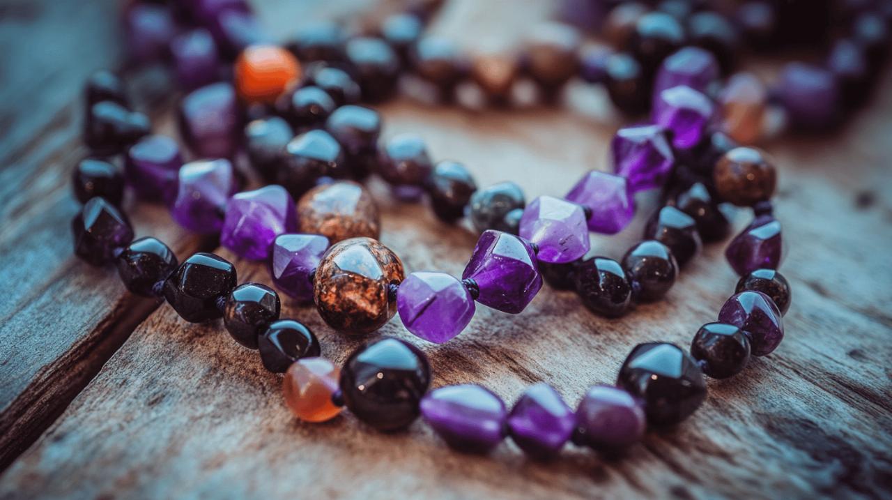 Top 10 des mineraux apaisants : zoom sur le collier anti-douleur en amethyste, jaspe et onyx